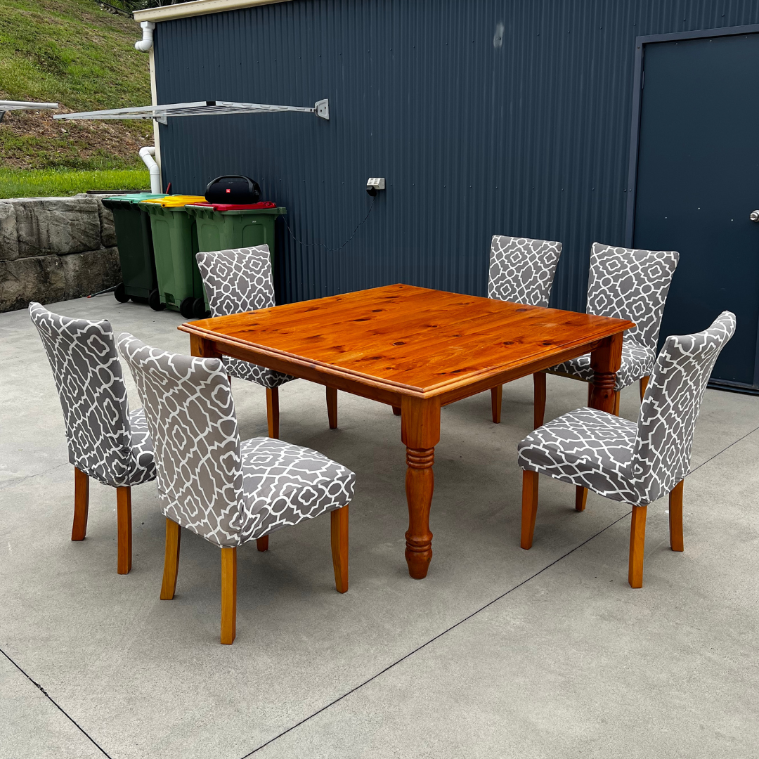 Solid Wood Dining Set (Seats 6)
