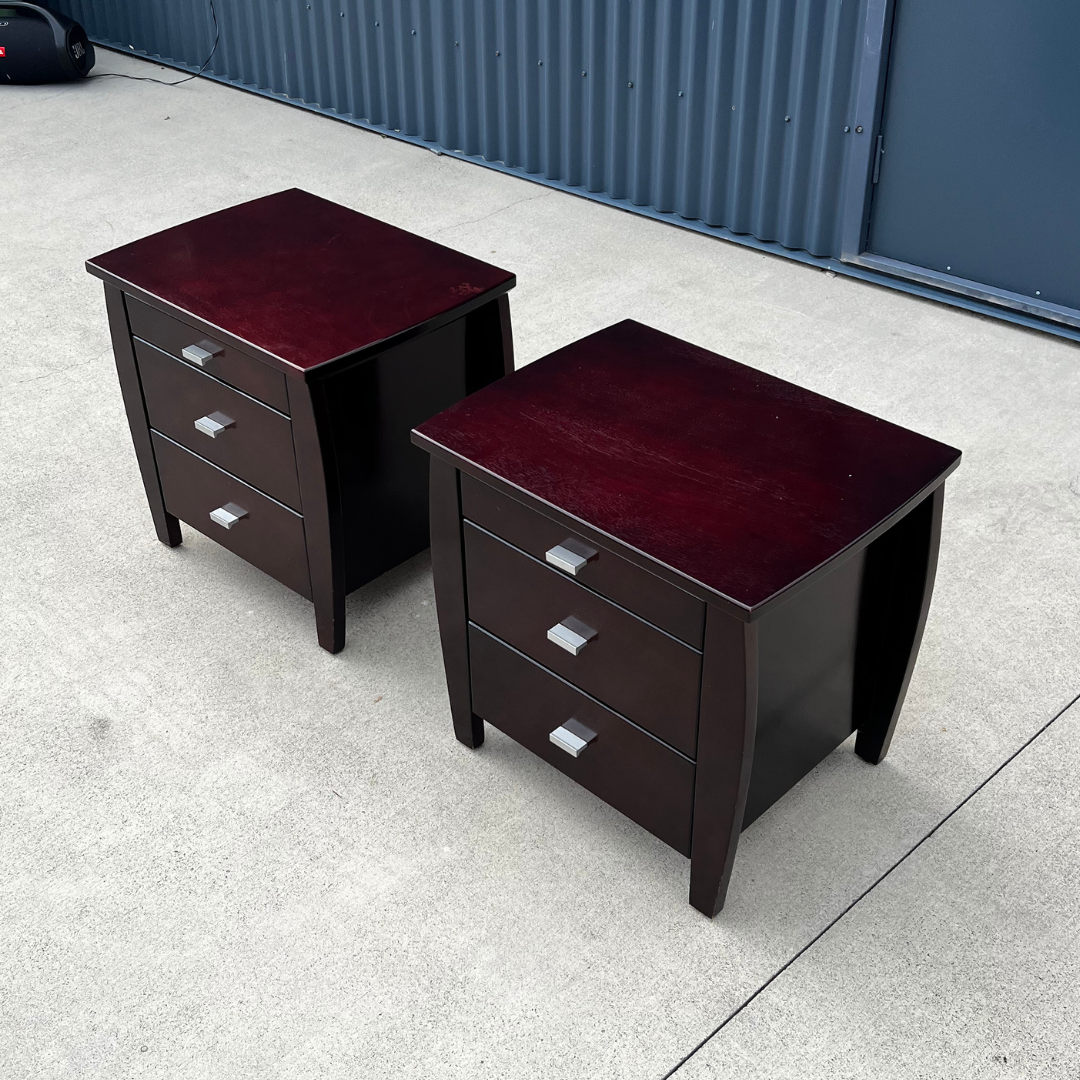 Dark Wood Bedside Tables (Set of 2)