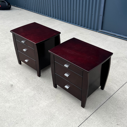Dark Wood Bedside Tables (Set of 2)