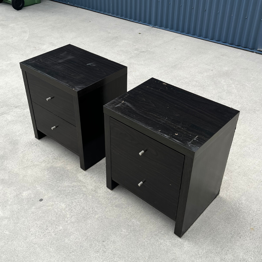 2 x Black Bedside Drawers gallery image 1