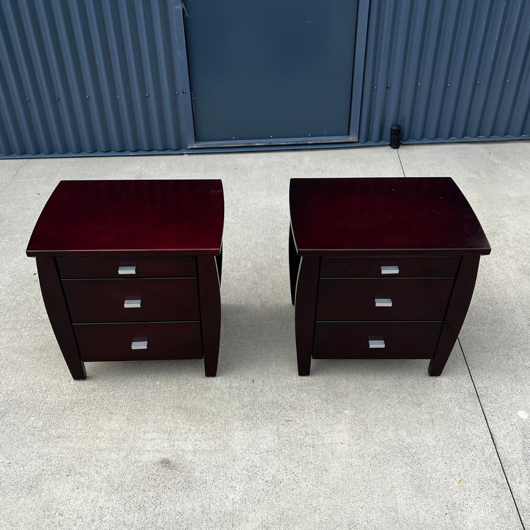 Dark Wood Bedside Tables (Set of 2)