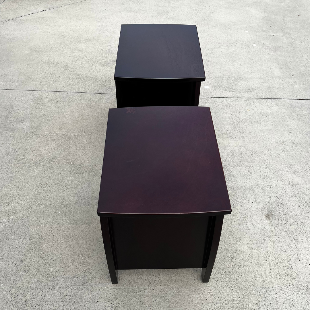 Dark Wood Bedside Tables (Set of 2)