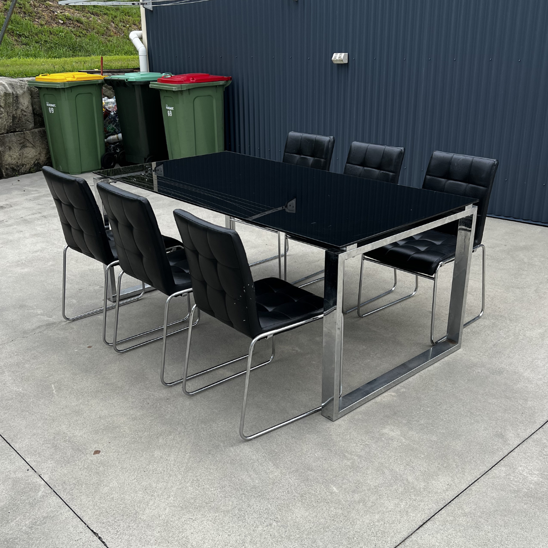 Black Glass Dining Table gallery image 1