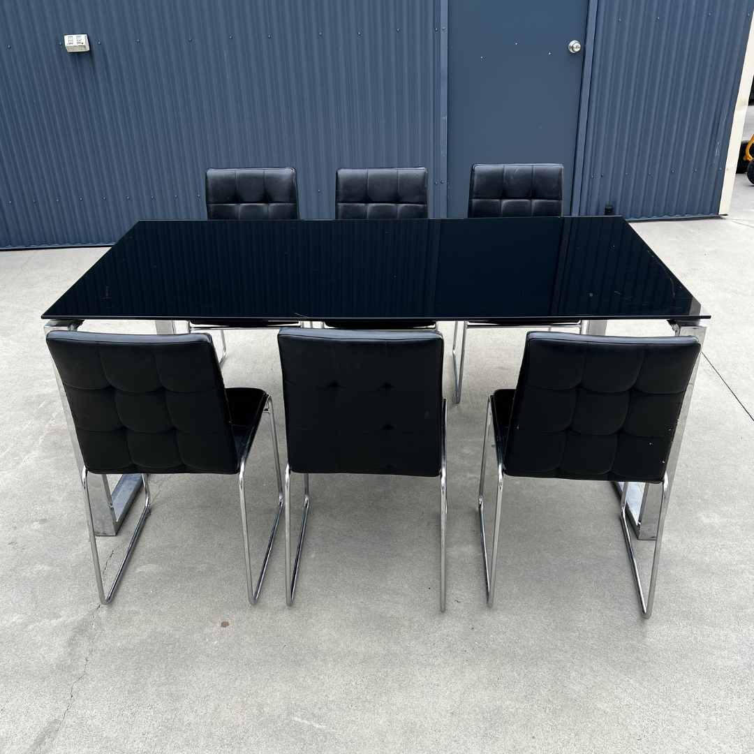 Black Glass Dining Table gallery image 2
