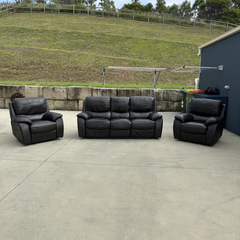 Black Leather Recliner Set thumbnail 1