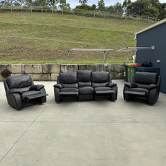 Black Leather Recliner Set thumbnail 2