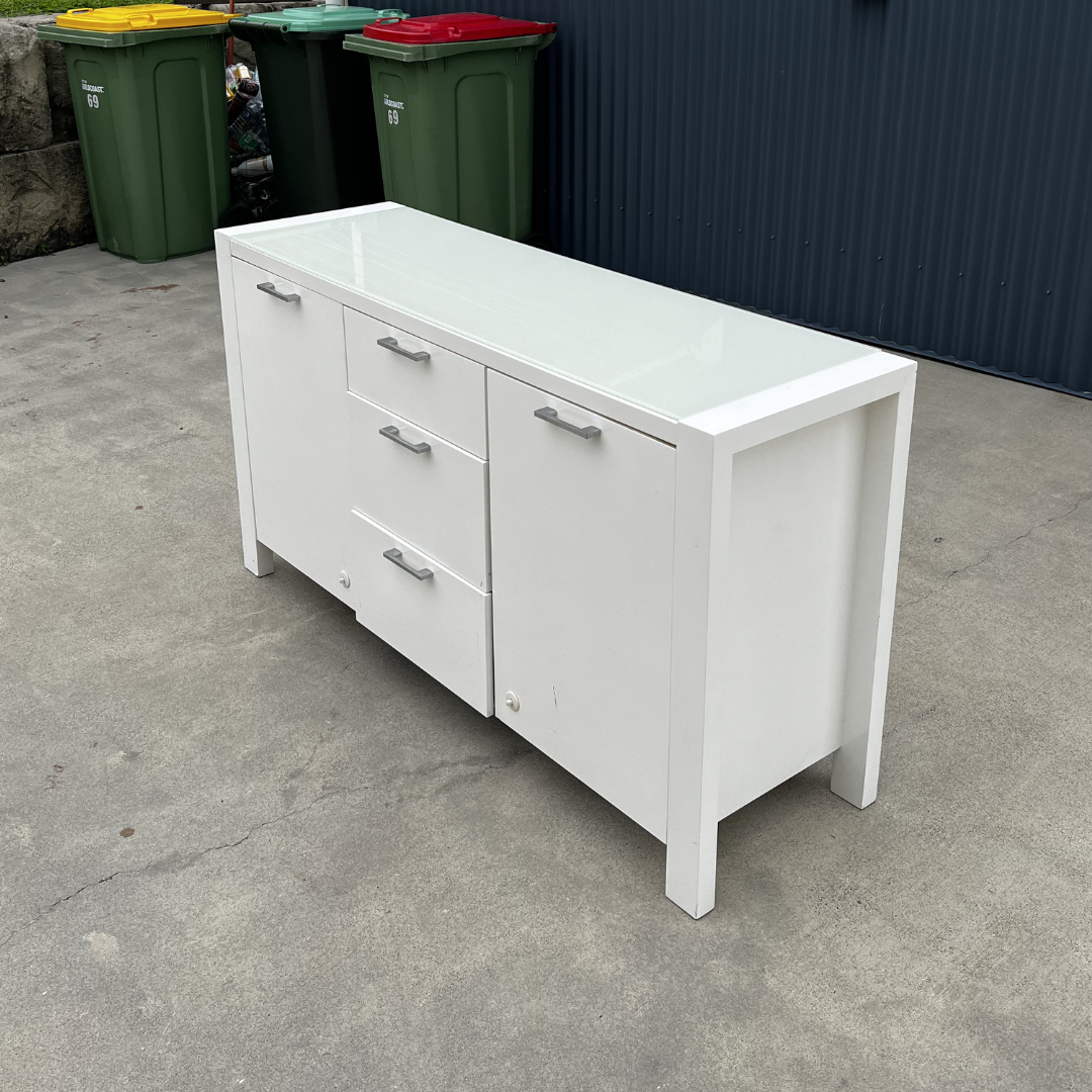 White Glass Side Cabinet