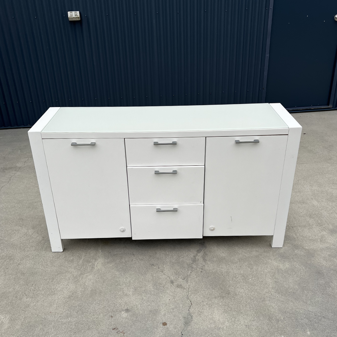 White Glass Side Cabinet