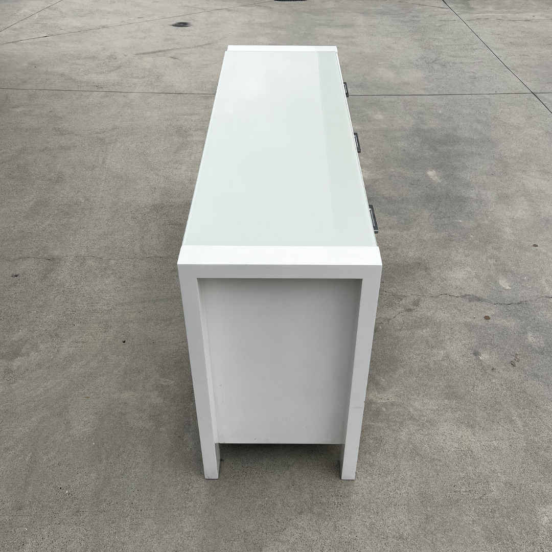 White Glass Side Cabinet