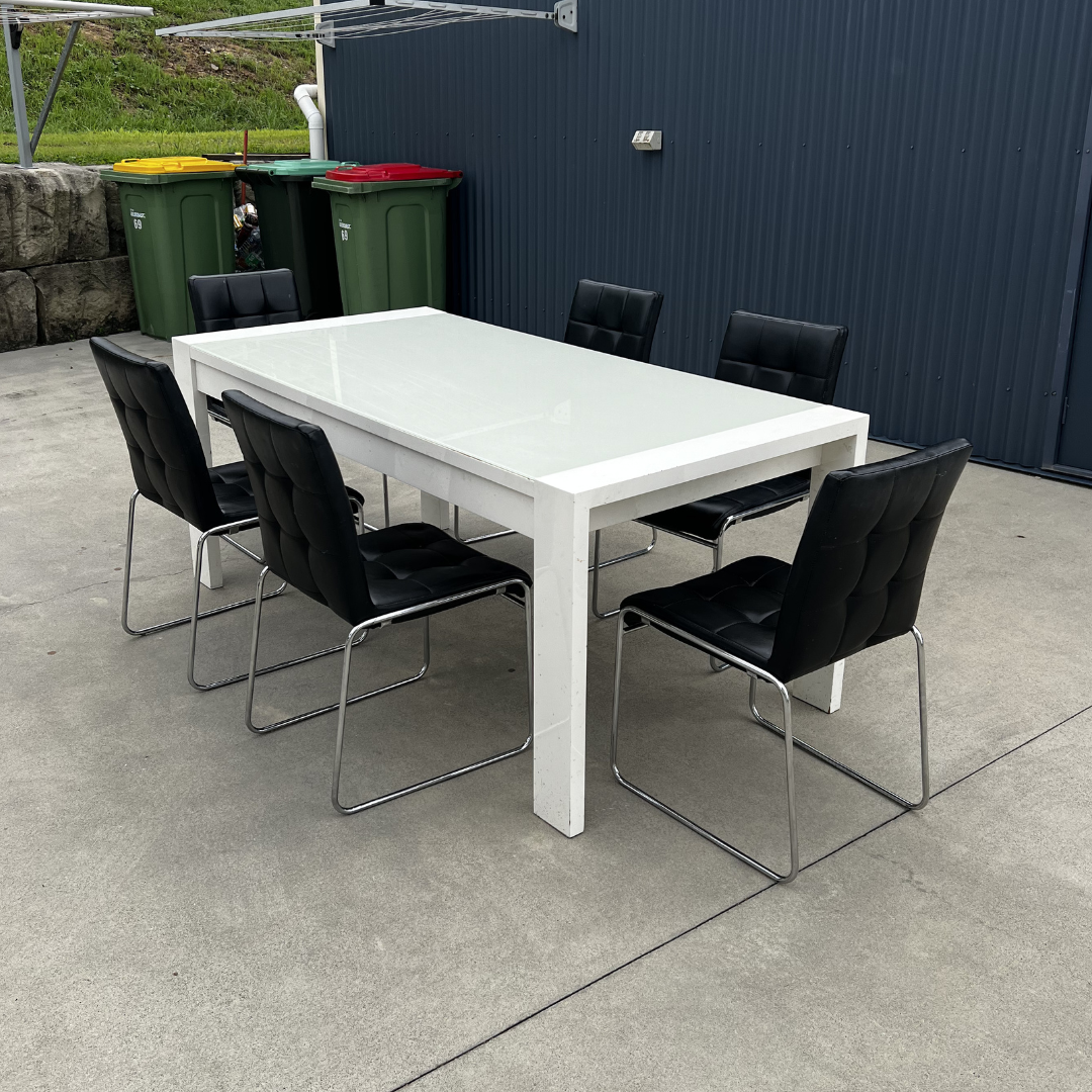 White Glass Dining Table