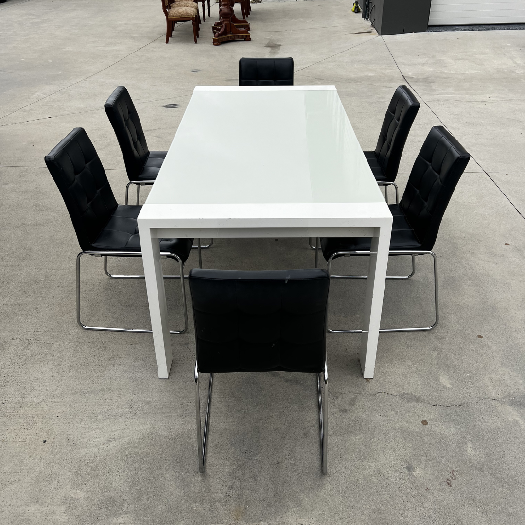 White Glass Dining Table
